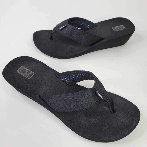 Teva Sandals Womens Size 10 Black MUSH Flip Flops Foam Thong Solid Water - Picture 1 of 9